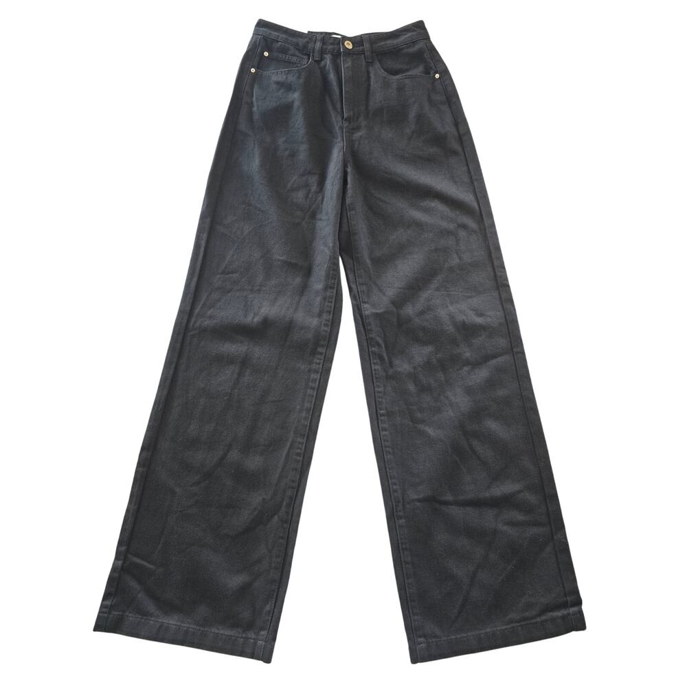 NWT WeWoreWhat Wide Leg Black Denim Jeans High Rise Size 27